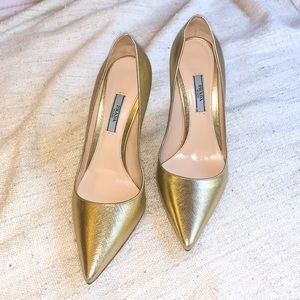 PRADA Metallic Gold Pumps - Brand New